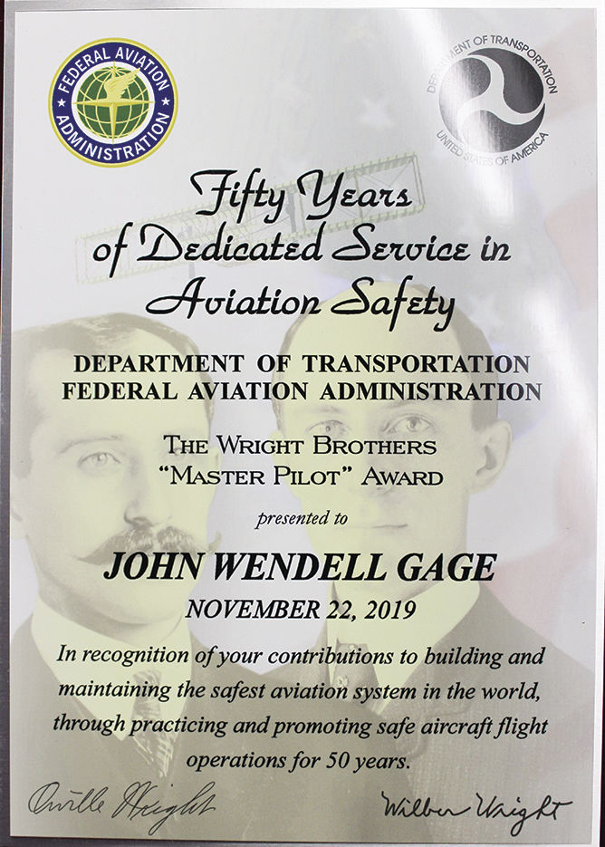 The Wright Brothers "Master Pilot Award"